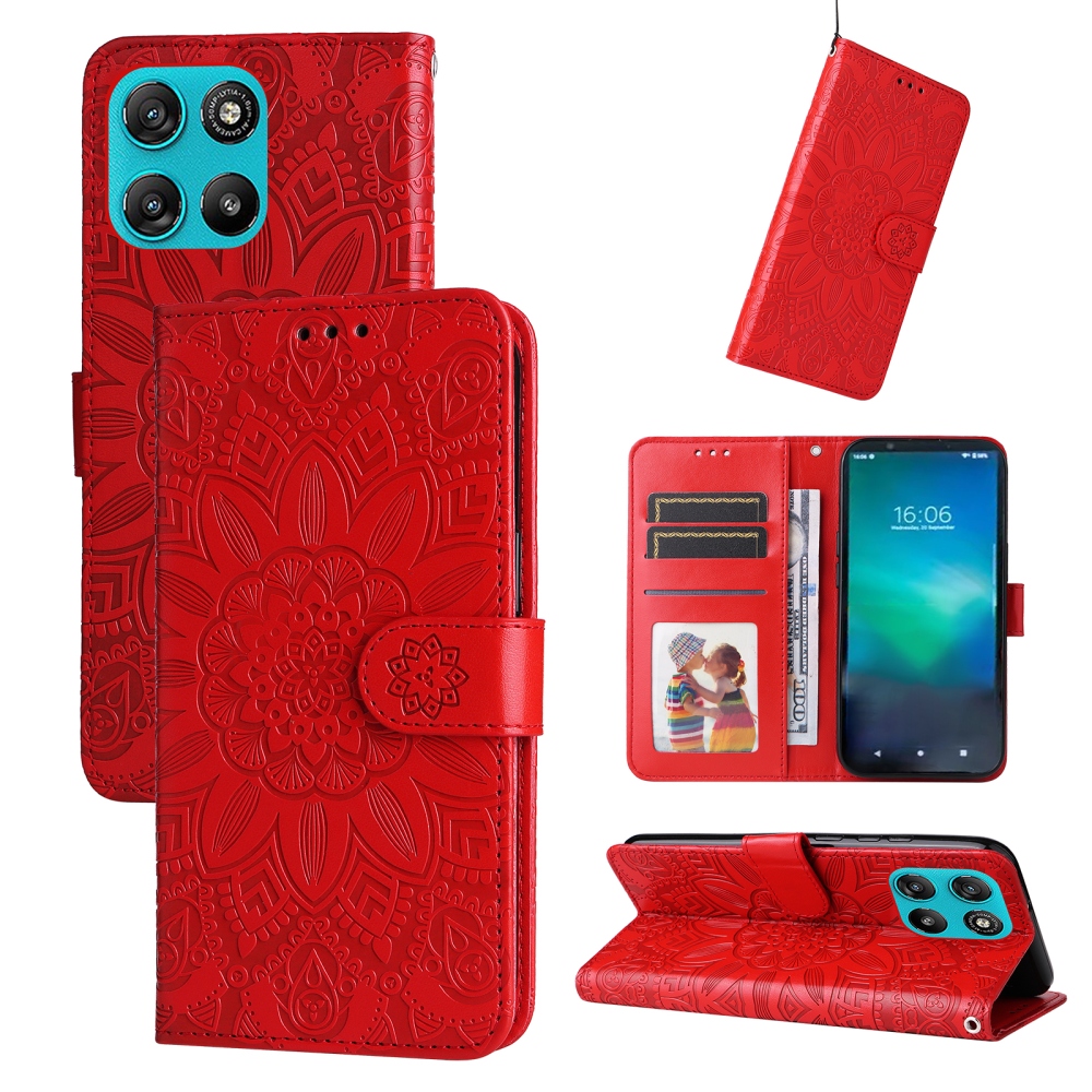 Sunflower könyvformájú tok a Motorola Moto G57 Power 5G-hez – piros