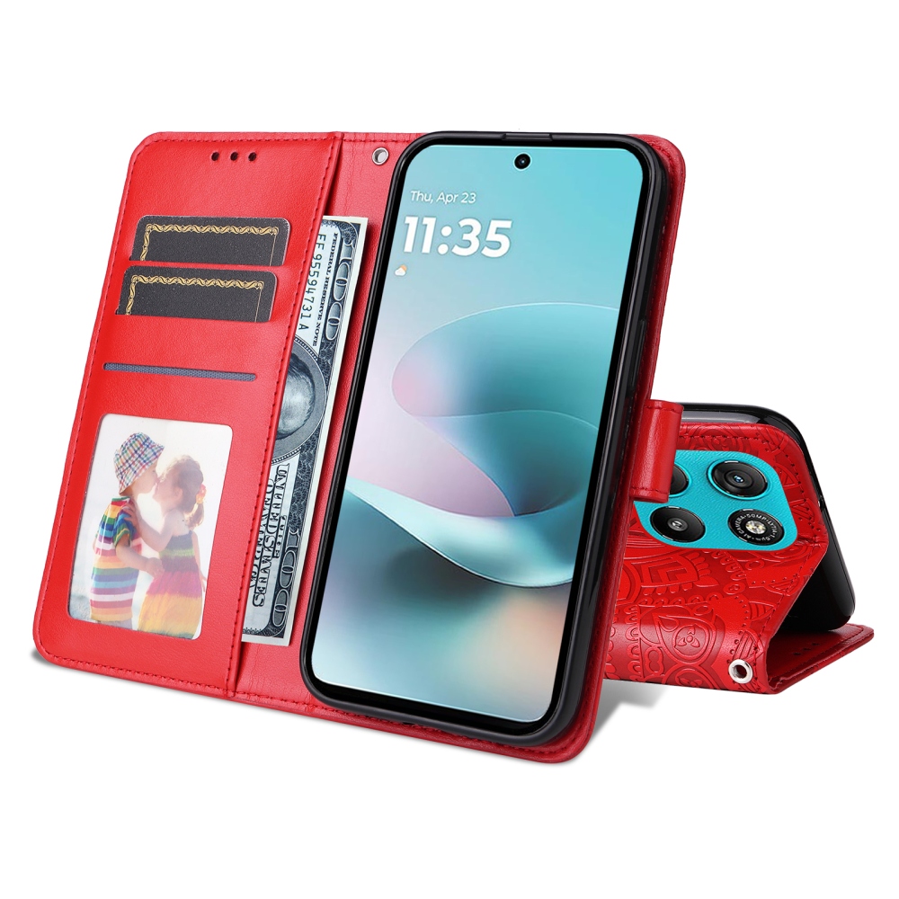 Sunflower könyvformájú tok a Motorola Moto G57 Power 5G-hez – piros