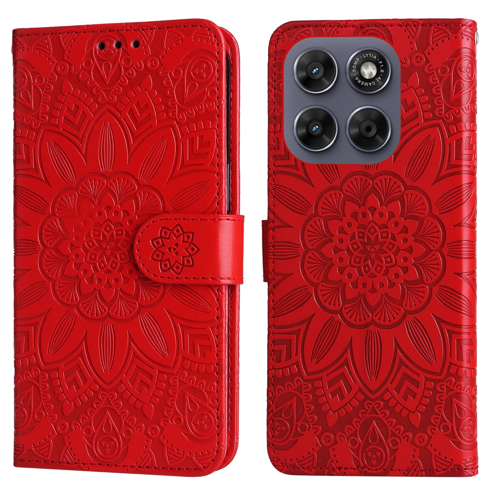 Sunflower könyvformájú tok a Motorola Moto G87 5G/G77 5G/G67 5G készülékekhez – piros
