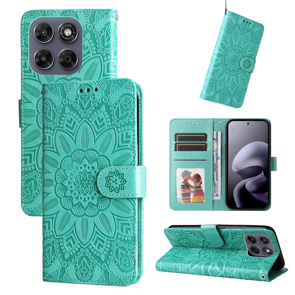 Sunflower könyvformájú tok a Motorola Moto G87 5G/G77 5G/G67 5G készülékekhez – kék-zöld