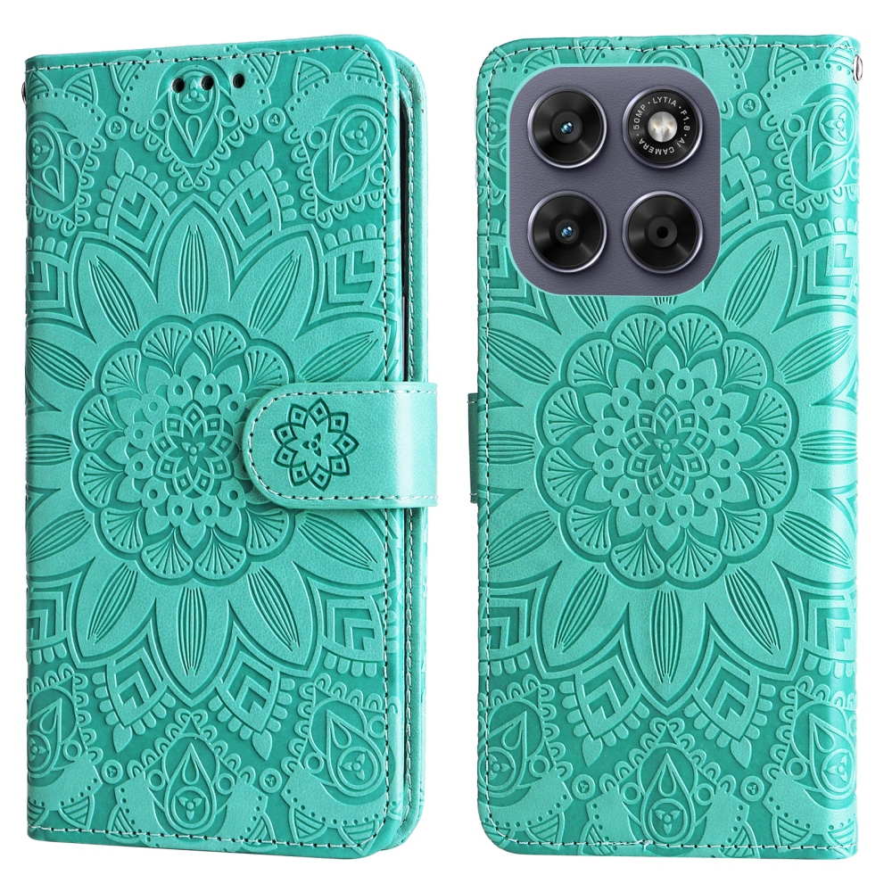 Sunflower könyvformájú tok a Motorola Moto G87 5G/G77 5G/G67 5G készülékekhez – kék-zöld