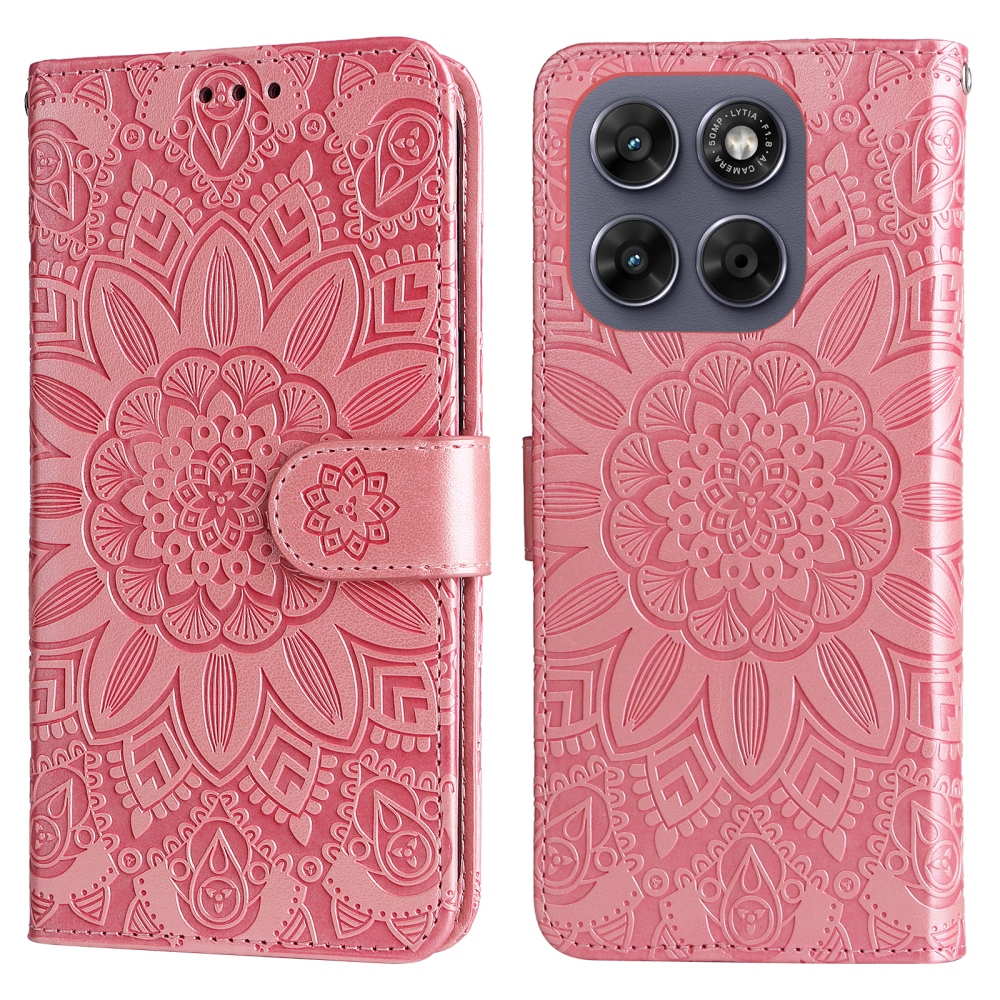 Sunflower könyvformájú tok a Motorola Moto G87 5G/G77 5G/G67 5G készülékekhez – rózsaszín
