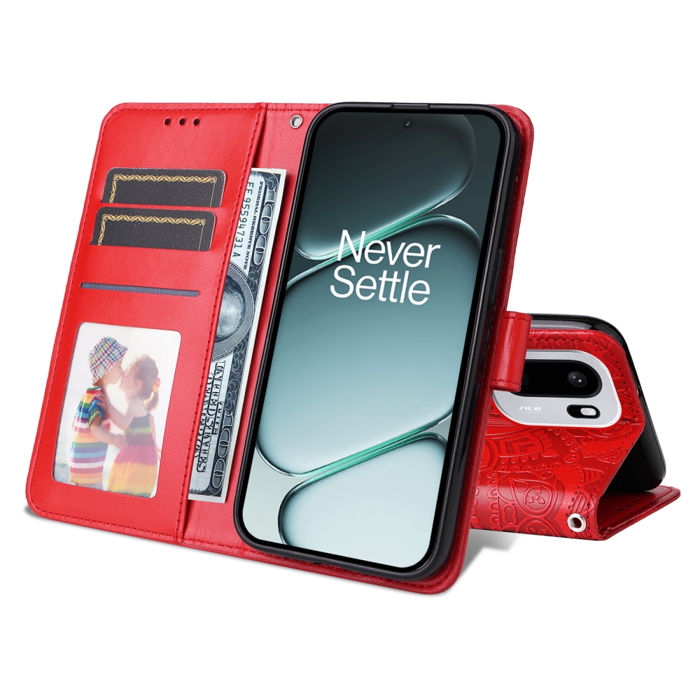 Napraforgó könyv tok a OnePlus 15R 5G-hez - piros