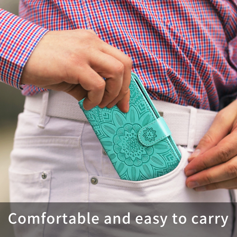 Napraforgó könyv tok a OnePlus 15R 5G-hez - teal színű