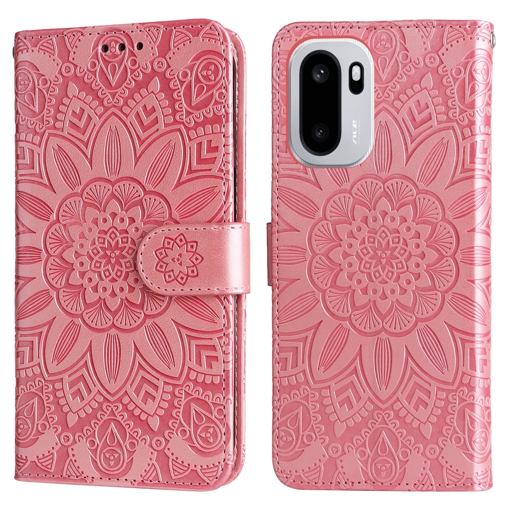 Napraforgó könyv tok a OnePlus 15R 5G-hez - rózsaszín