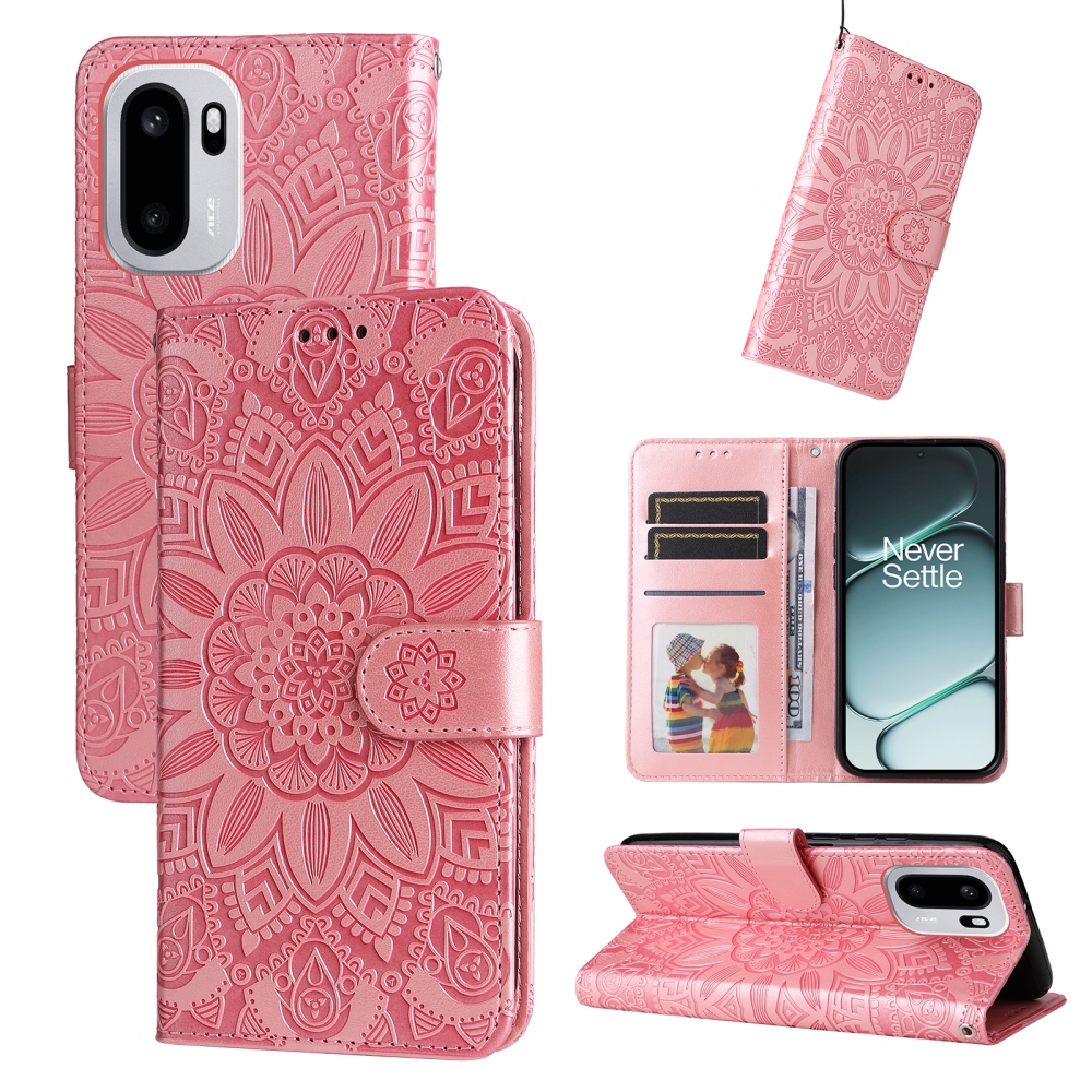 Napraforgó könyv tok a OnePlus 15R 5G-hez - rózsaszín