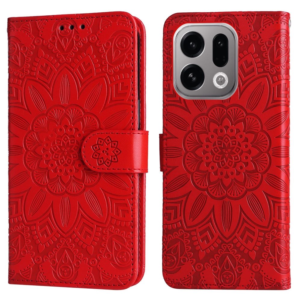 Napraforgó könyv tok az Oppo Find X9 5G számára - piros