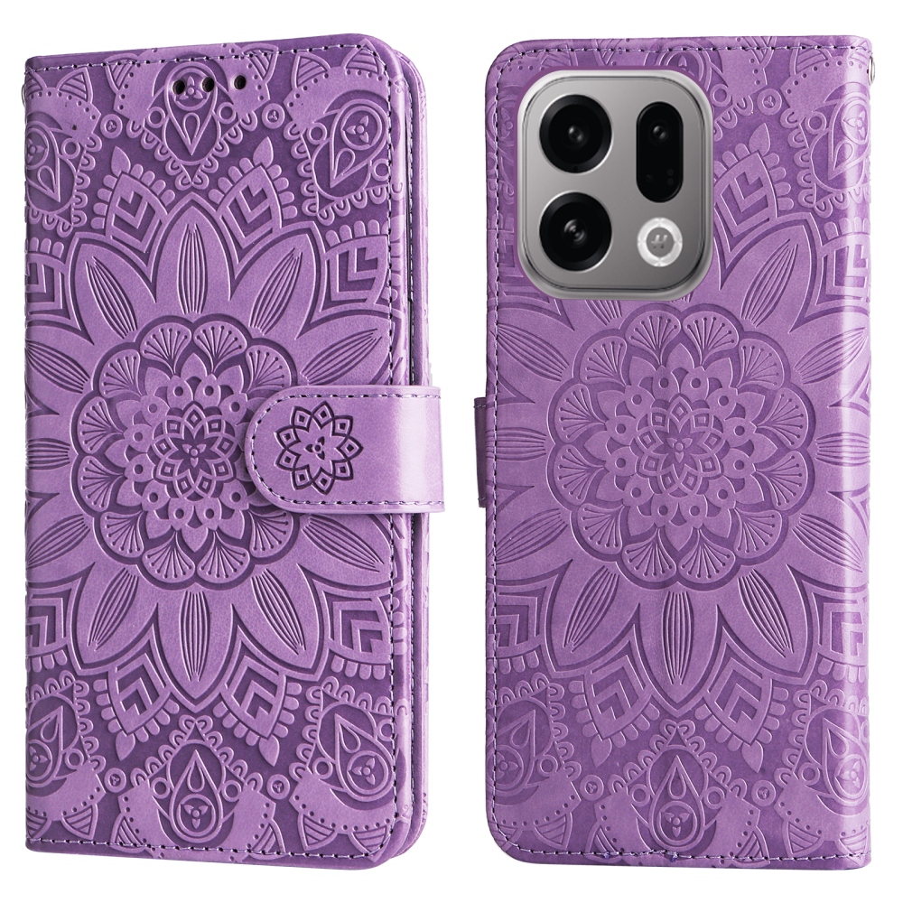 Napraforgó könyv tok az Oppo Find X9 5G számára - lila