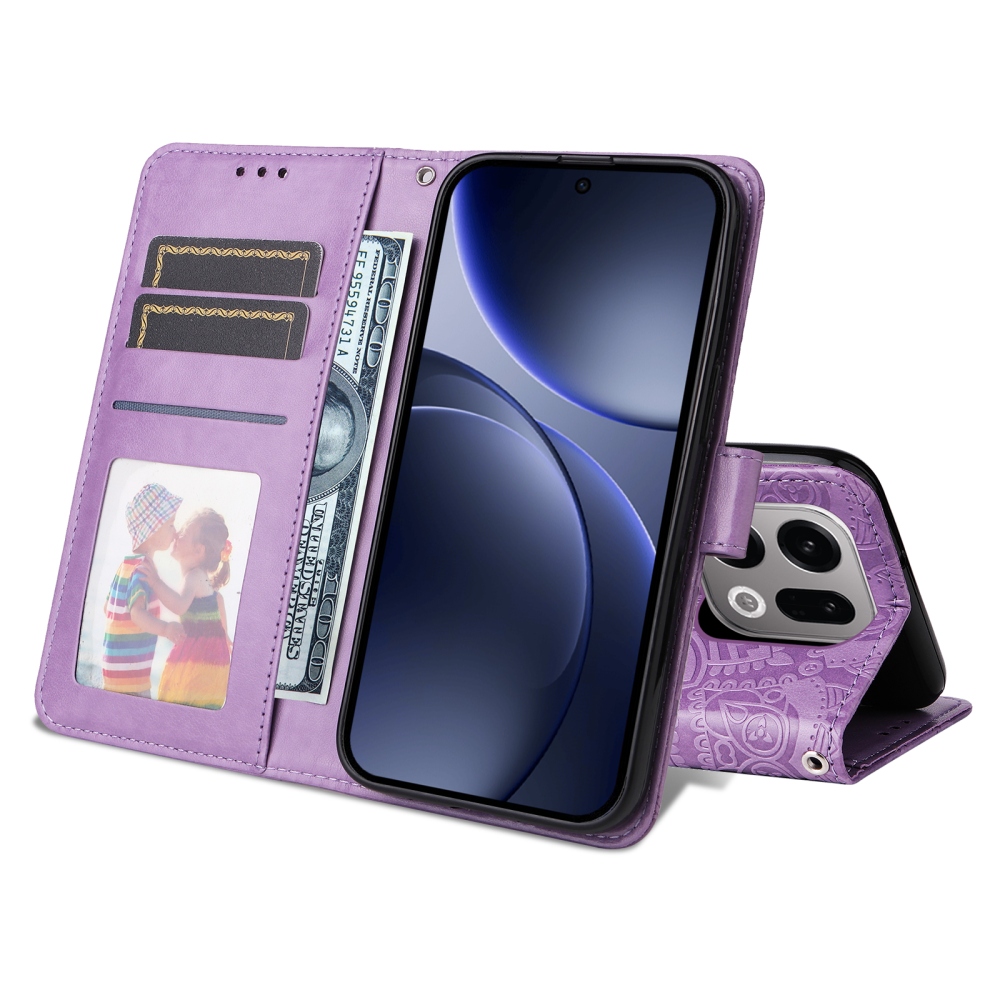 Napraforgó könyv tok az Oppo Find X9 5G számára - lila