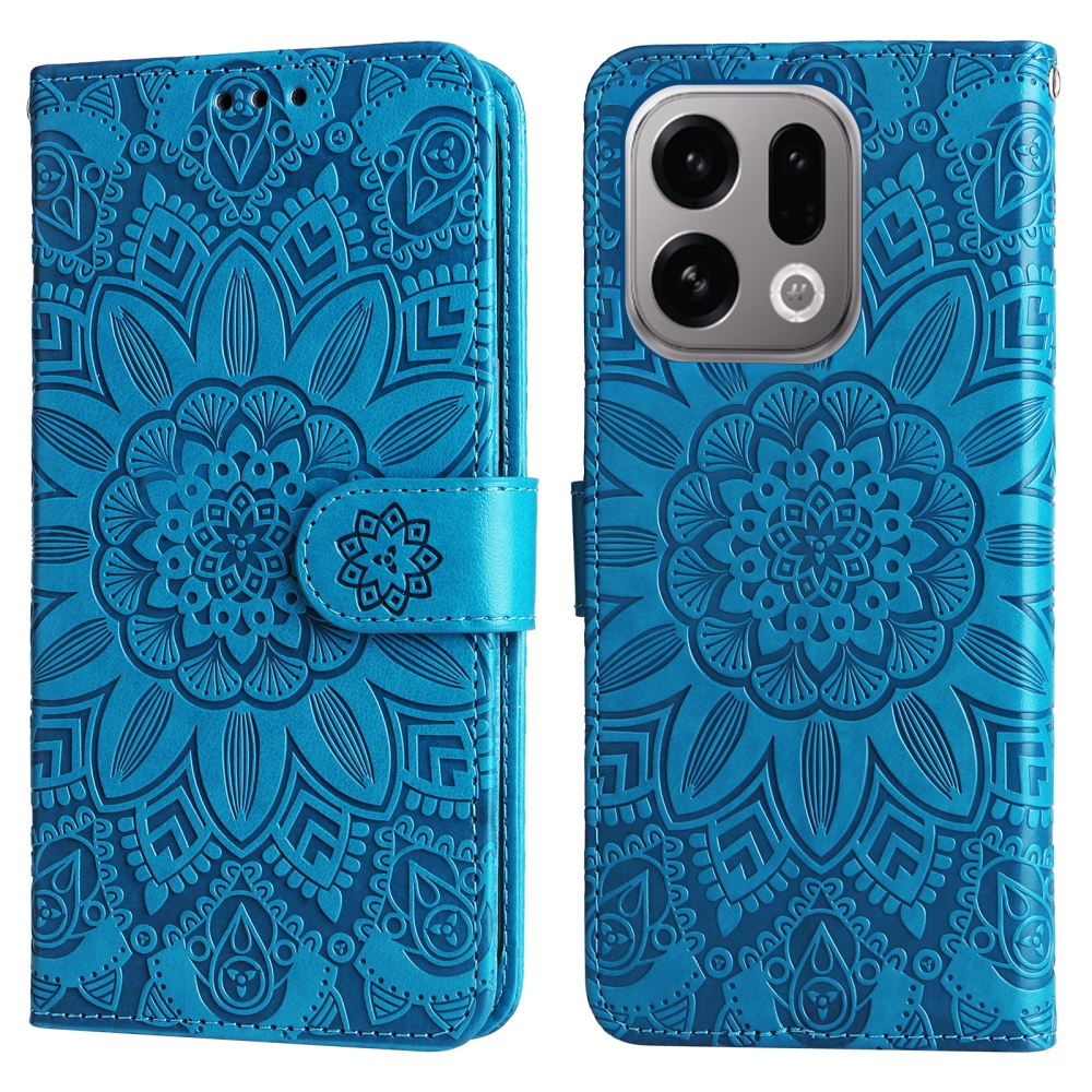 Napraforgó könyv tok az Oppo Find X9 5G számára - kék