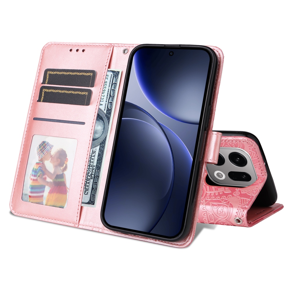 Napraforgó könyv tok az Oppo Find X9 5G számára - rózsaszín