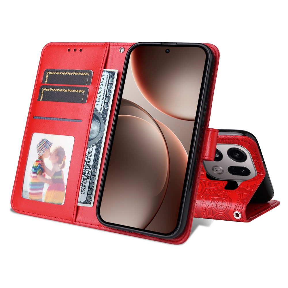 Napraforgó könyv tok az Oppo Find X9 Pro 5G számára - piros