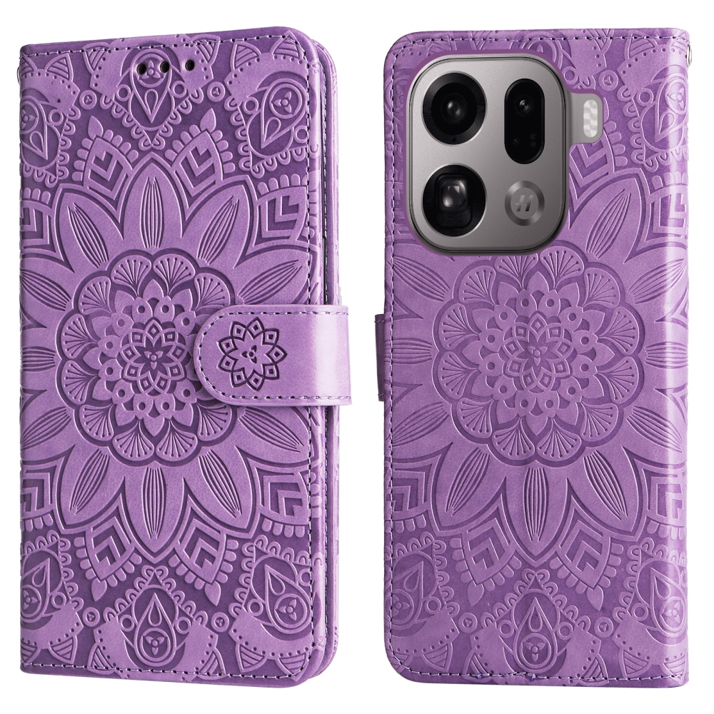 Napraforgó könyv tok az Oppo Find X9 Pro 5G számára - lila