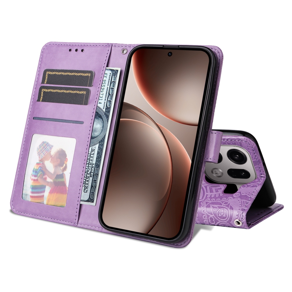 Napraforgó könyv tok az Oppo Find X9 Pro 5G számára - lila