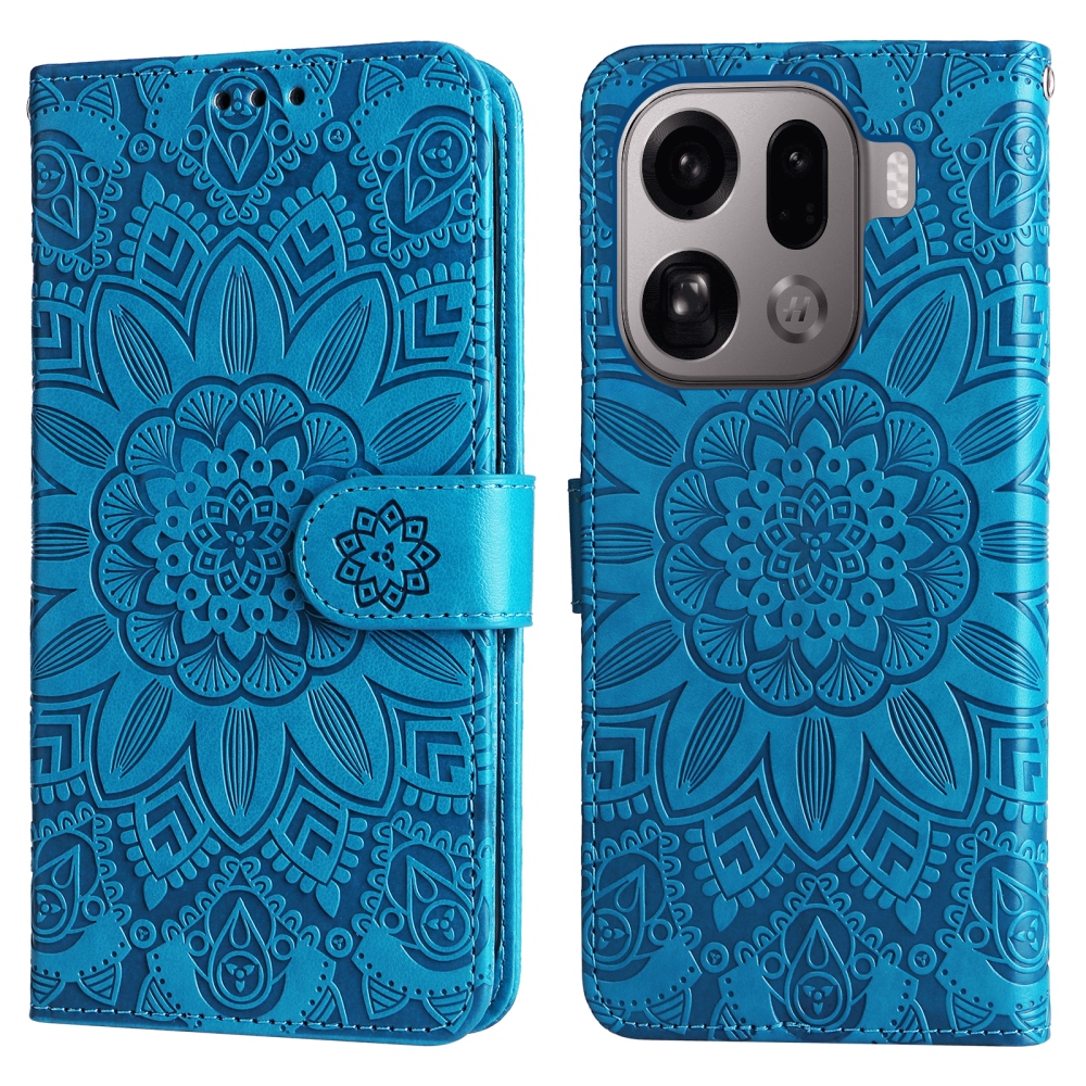 Napraforgó könyv tok az Oppo Find X9 Pro 5G készülékhez - kék