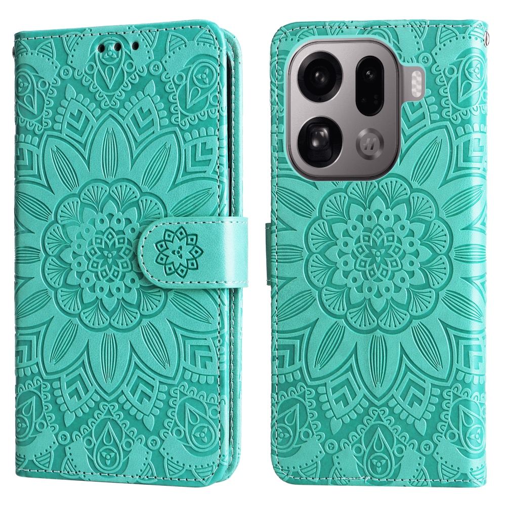 Napraforgó könyv tok az Oppo Find X9 Pro 5G számára - teal színű