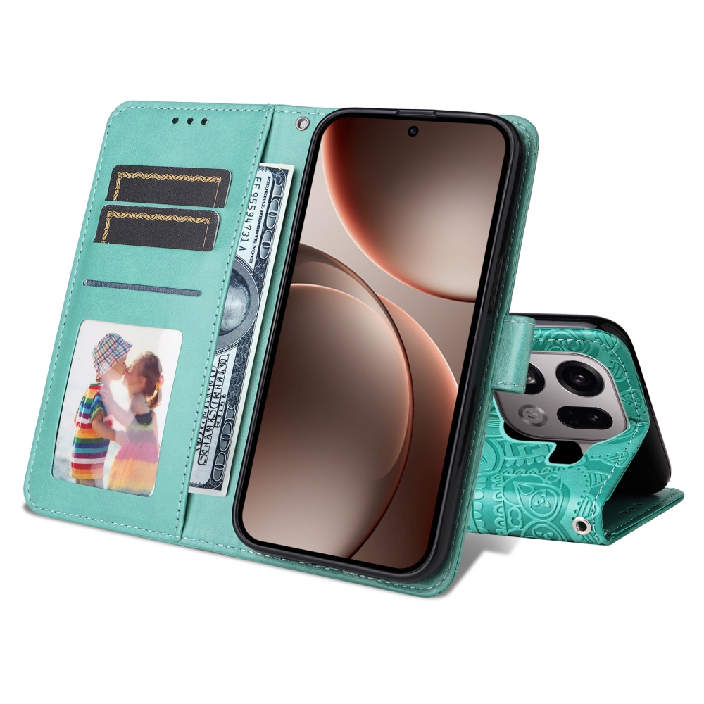 Napraforgó könyv tok az Oppo Find X9 Pro 5G számára - teal színű