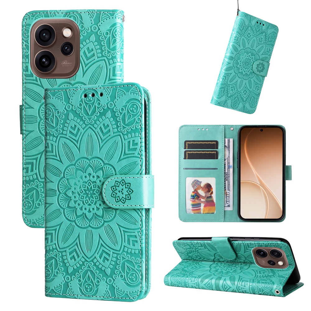 Napraforgó könyv tok Oppo Reno 15 Pro 5G - teal - teal