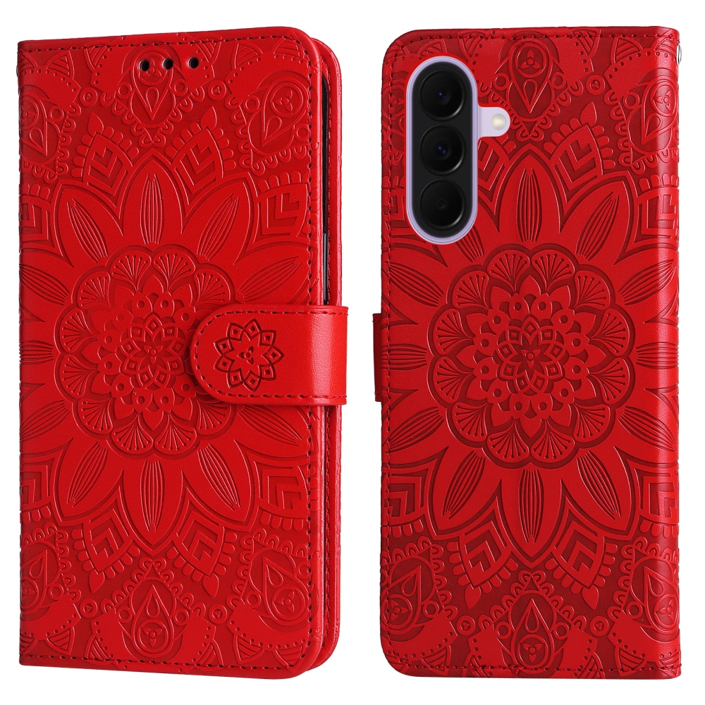 Napraforgó könyv tok Samsung Galaxy A27-hez - piros