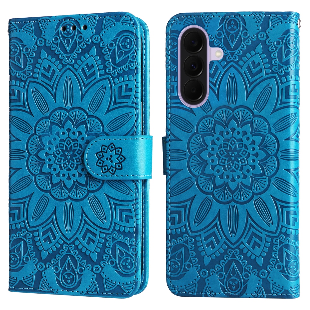 Napraforgó könyv tok Samsung Galaxy A27 készülékhez - kék