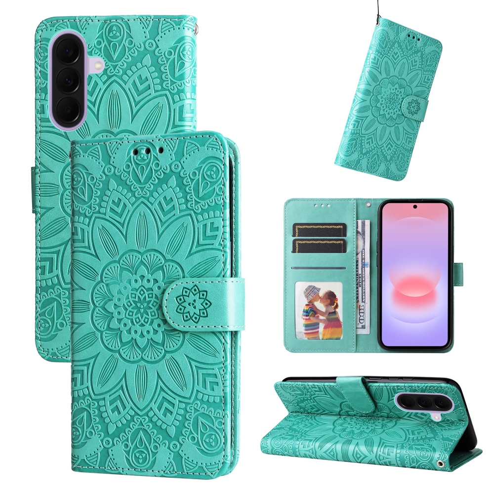 Napraforgó könyv tok Samsung Galaxy A27-hez - teal - teal