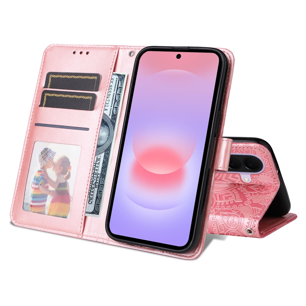 Napraforgó könyv tok Samsung Galaxy A27 készülékhez - rózsaszín