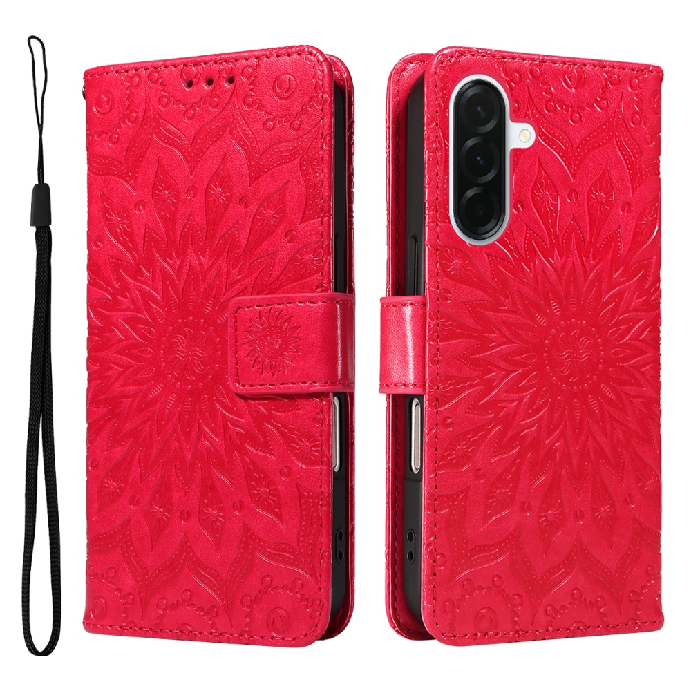 Napraforgó könyv tok Samsung Galaxy A37 5G-hez - piros