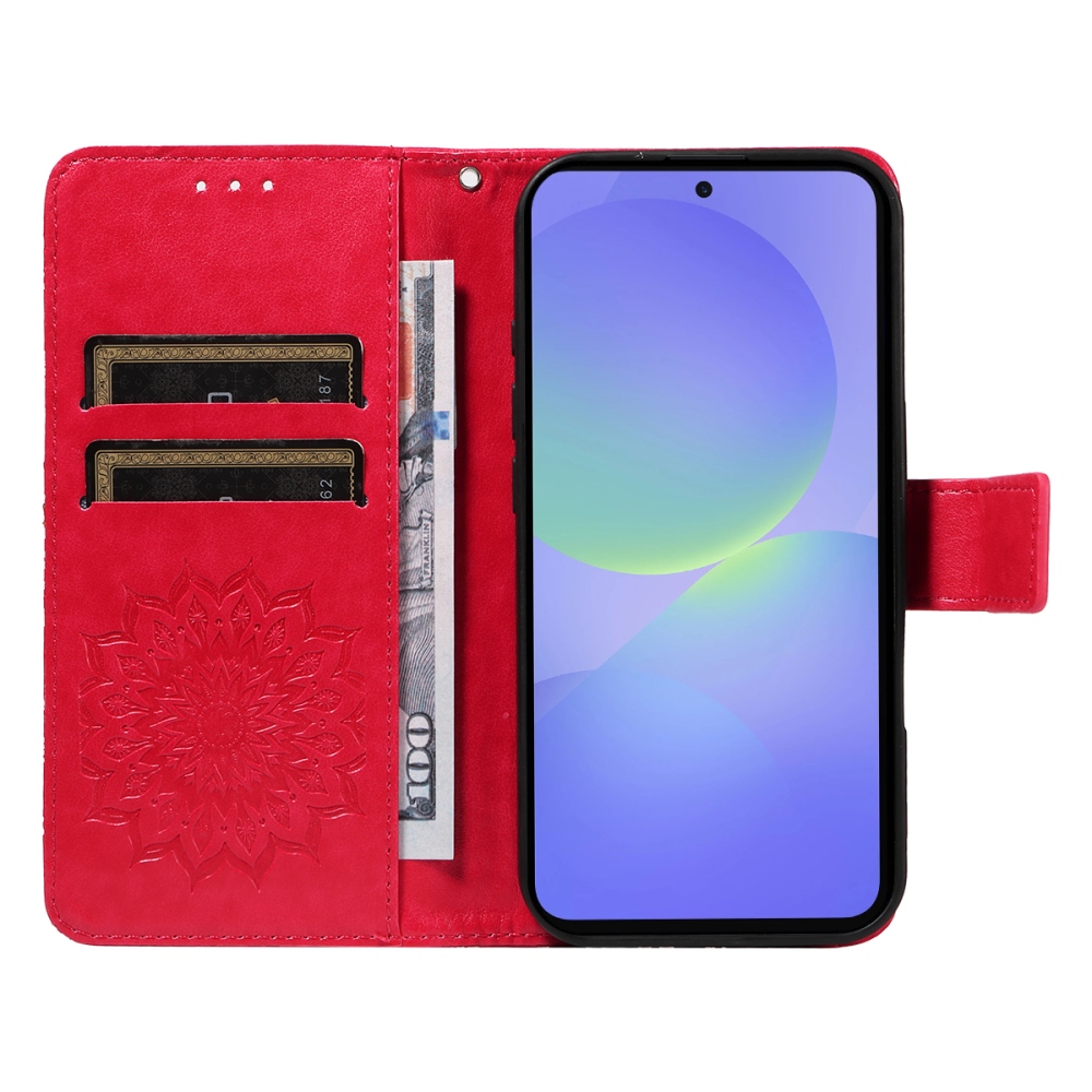 Napraforgó könyv tok Samsung Galaxy A37 5G-hez - piros