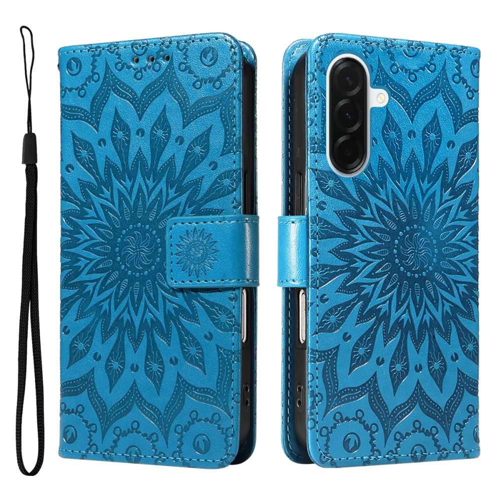 Napraforgó könyv tok Samsung Galaxy A37 5G-hez - kék