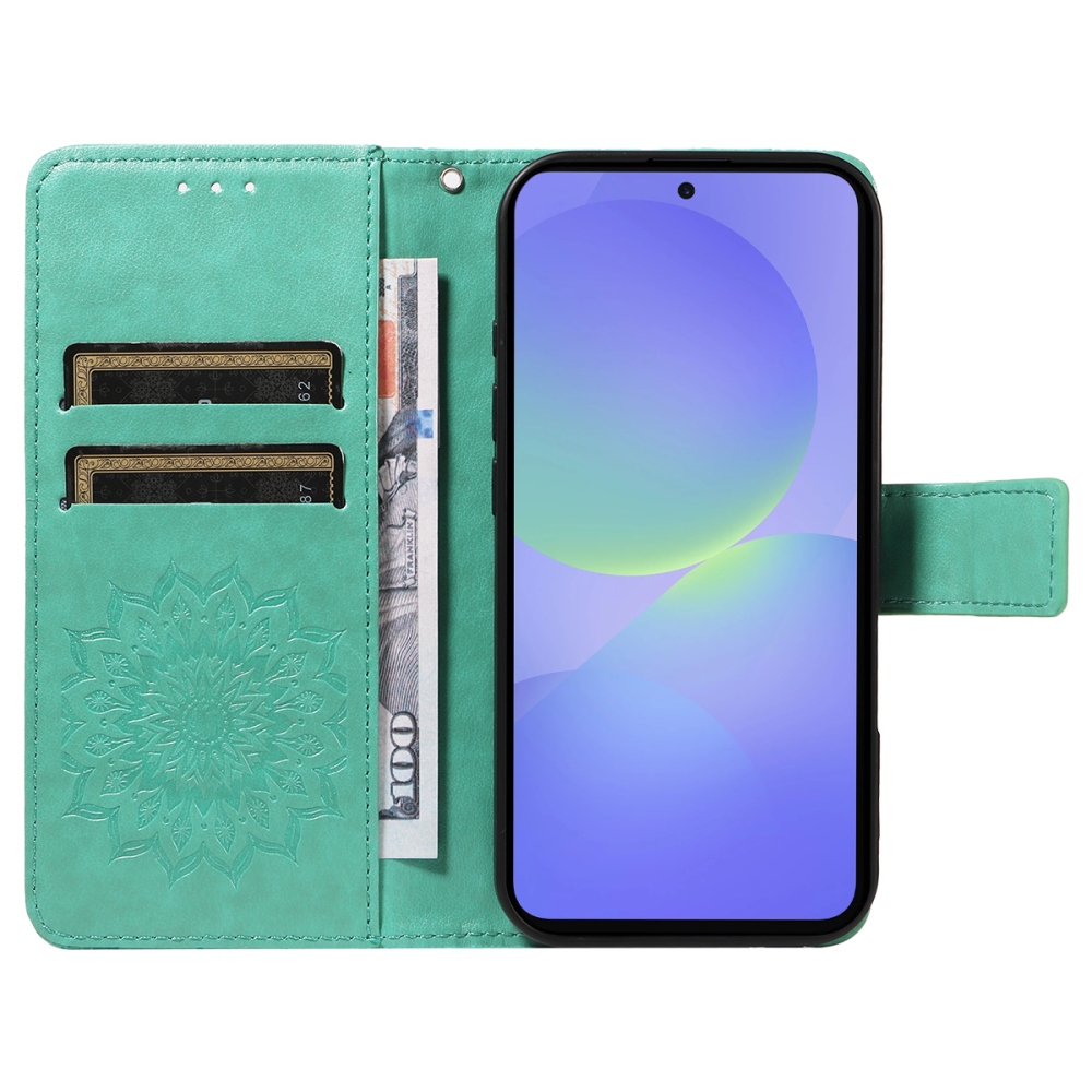 Napraforgó könyv tok Samsung Galaxy A37 5G - teáskék színben