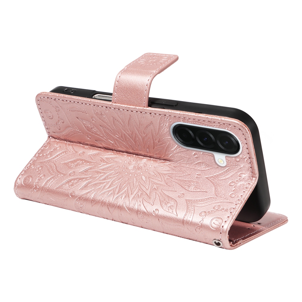 Napraforgó könyv tok Samsung Galaxy A37 5G-hez - rózsa arany