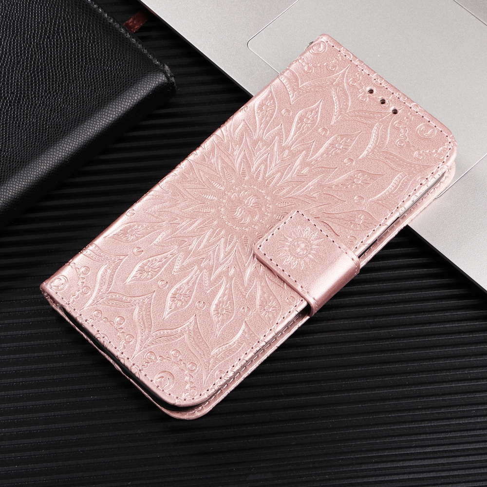 Napraforgó könyv tok Samsung Galaxy A37 5G-hez - rózsa arany