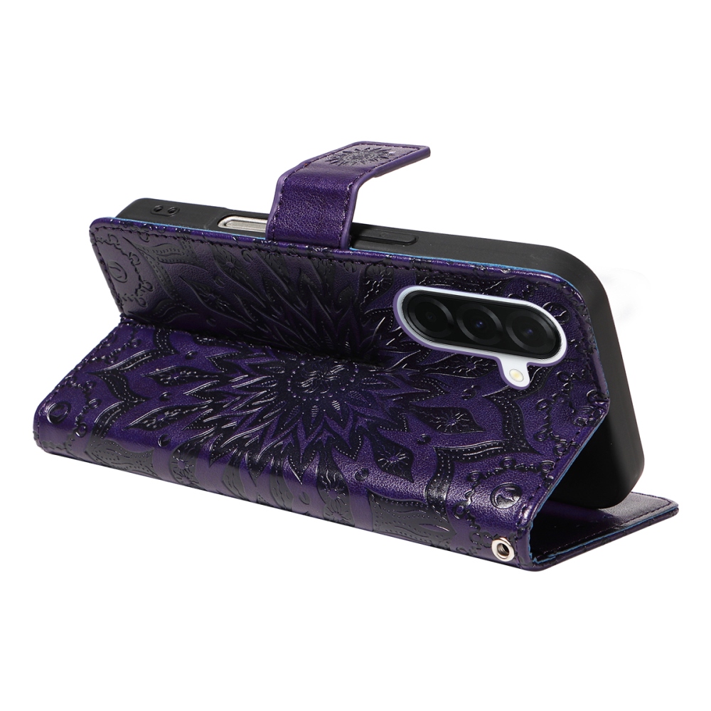 Napraforgó könyv tok Samsung Galaxy A37 5G - sötét lila