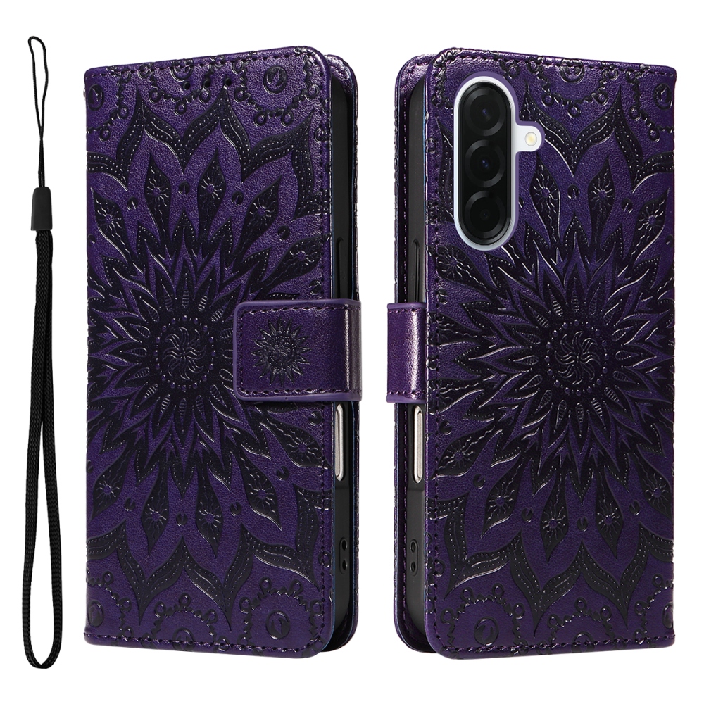 Napraforgó könyv tok Samsung Galaxy A37 5G - sötét lila