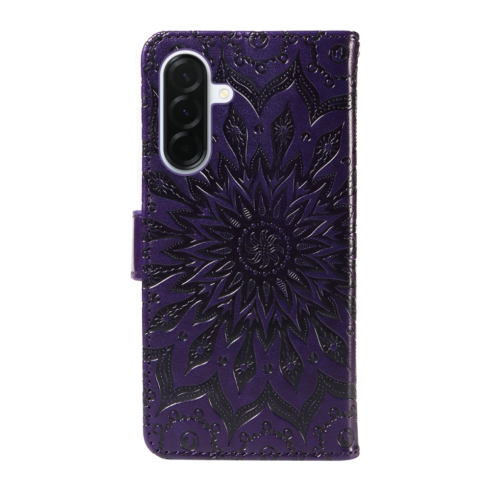 Napraforgó könyv tok Samsung Galaxy A37 5G - sötét lila