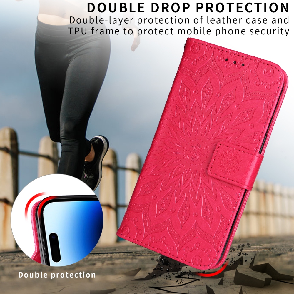 Napraforgó könyv tok Samsung Galaxy A57 5G-hez - piros