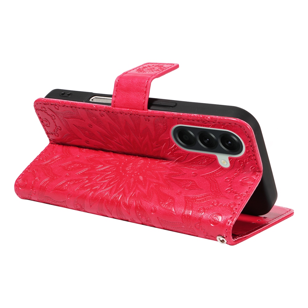 Napraforgó könyv tok Samsung Galaxy A57 5G-hez - piros