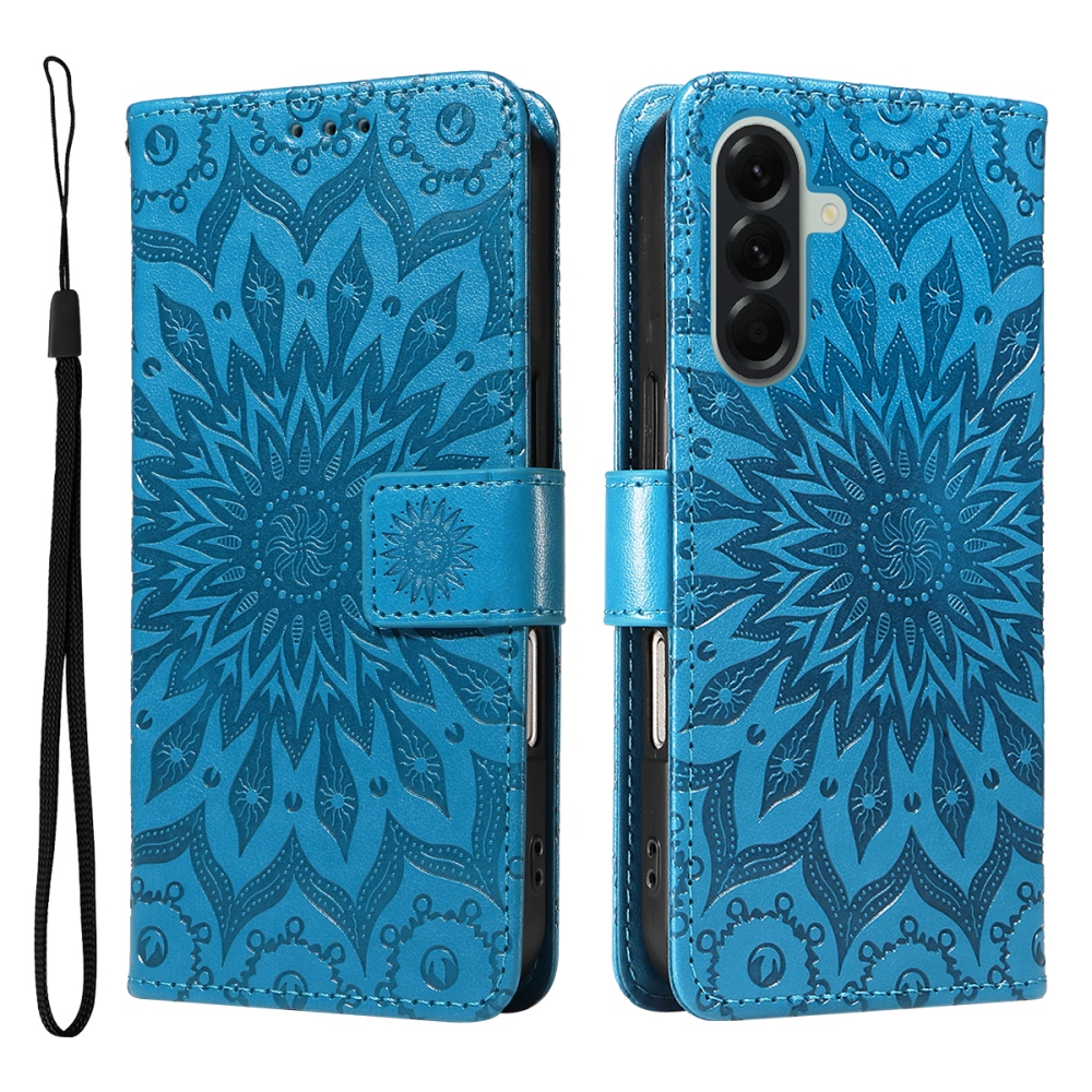 Napraforgó könyv tok Samsung Galaxy A57 5G - kék