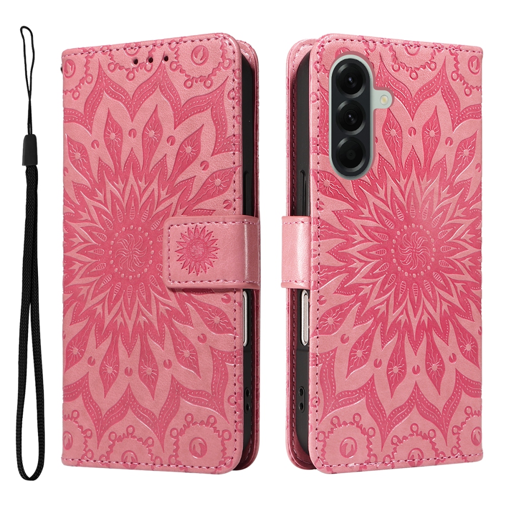 Napraforgó könyv tok Samsung Galaxy A57 5G - rózsaszínű