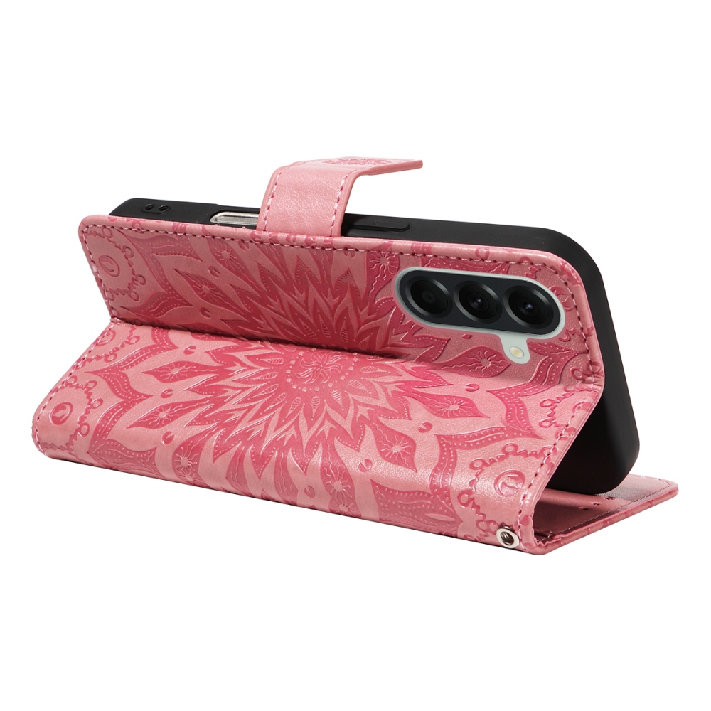 Napraforgó könyv tok Samsung Galaxy A57 5G - rózsaszínű