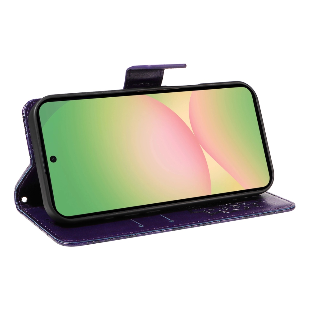 Napraforgó könyv tok Samsung Galaxy A57 5G-hez - sötét lila