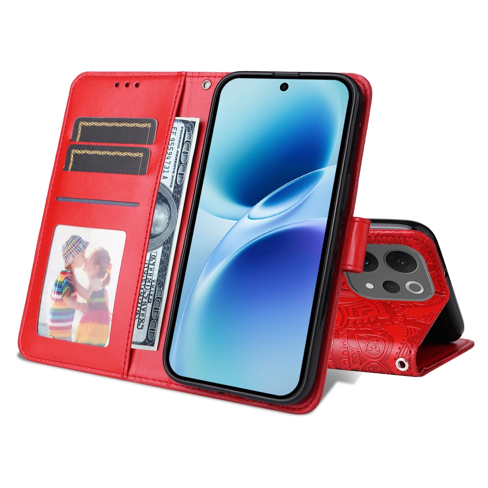 Napraforgó könyv tok a Vivo V70 5G-hez - piros