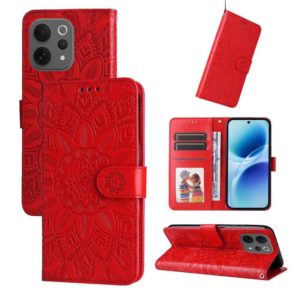Napraforgó könyv tok a Vivo V70 5G-hez - piros