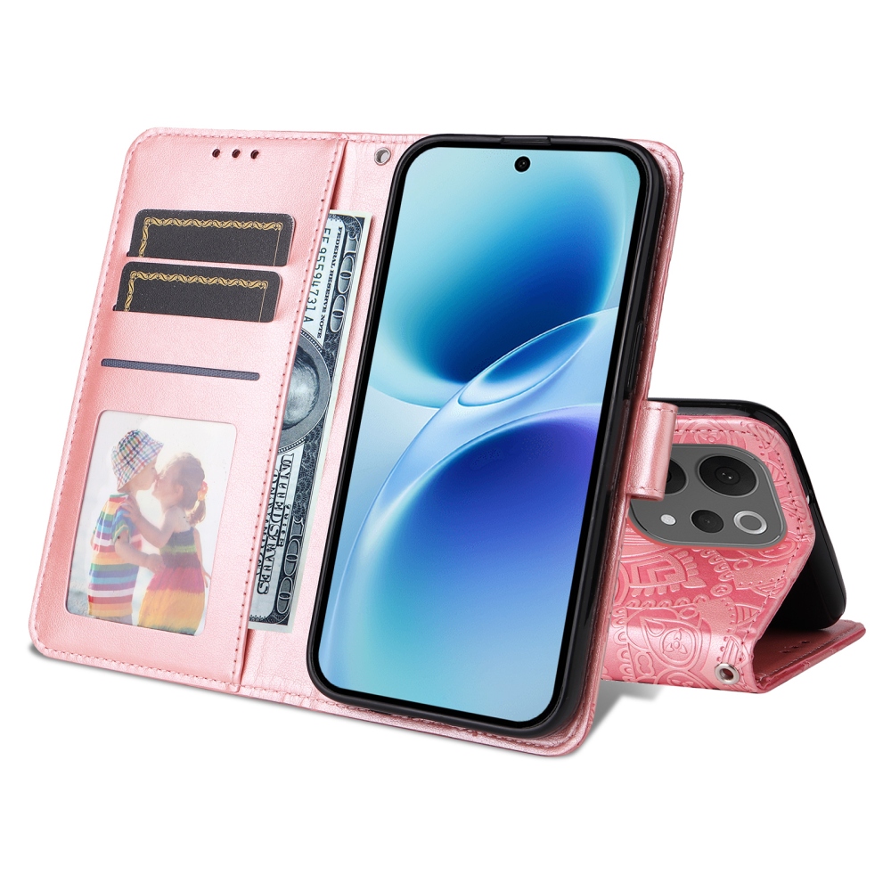 Napraforgó könyv tok a Vivo V70 5G-hez - rózsaszín