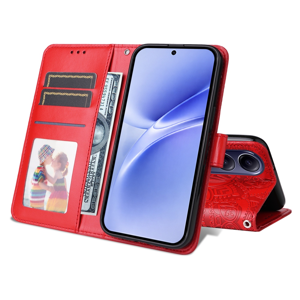 Napraforgó könyv tok a Vivo V70 FE 5G készülékhez - piros