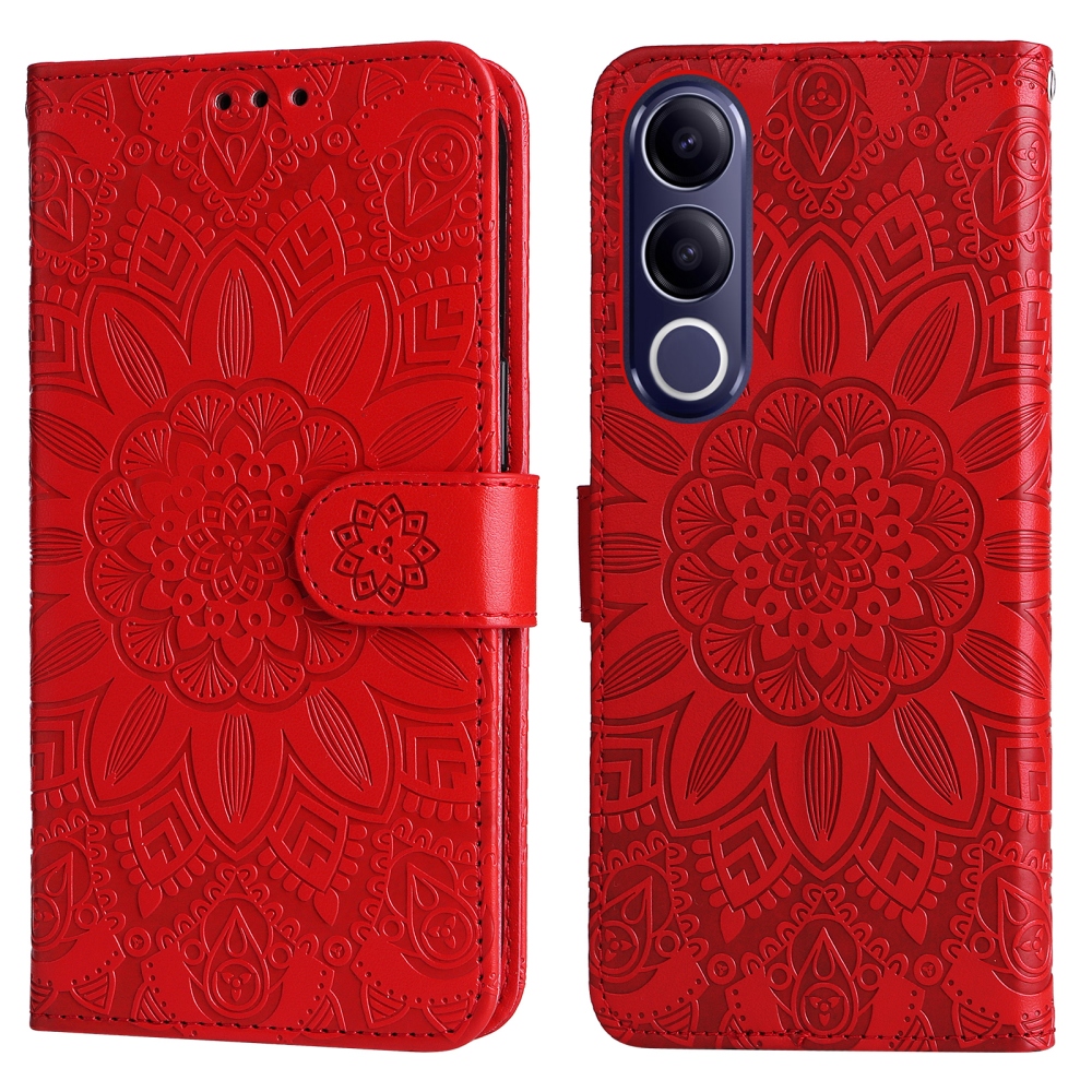 Napraforgó könyv tok a Vivo V70 FE 5G készülékhez - piros