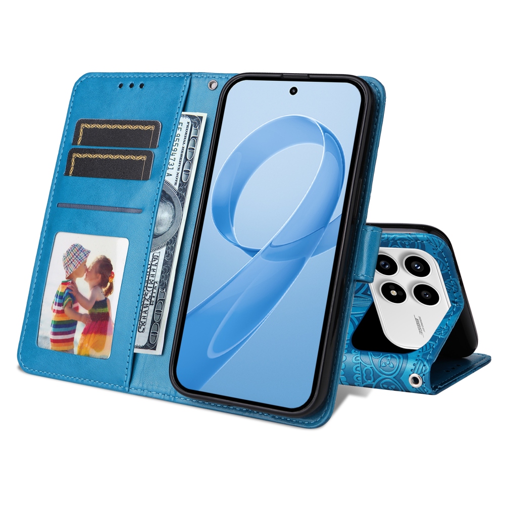 Napraforgó könyv tok a Xiaomi Poco F8 Pro 5G-hez - kék