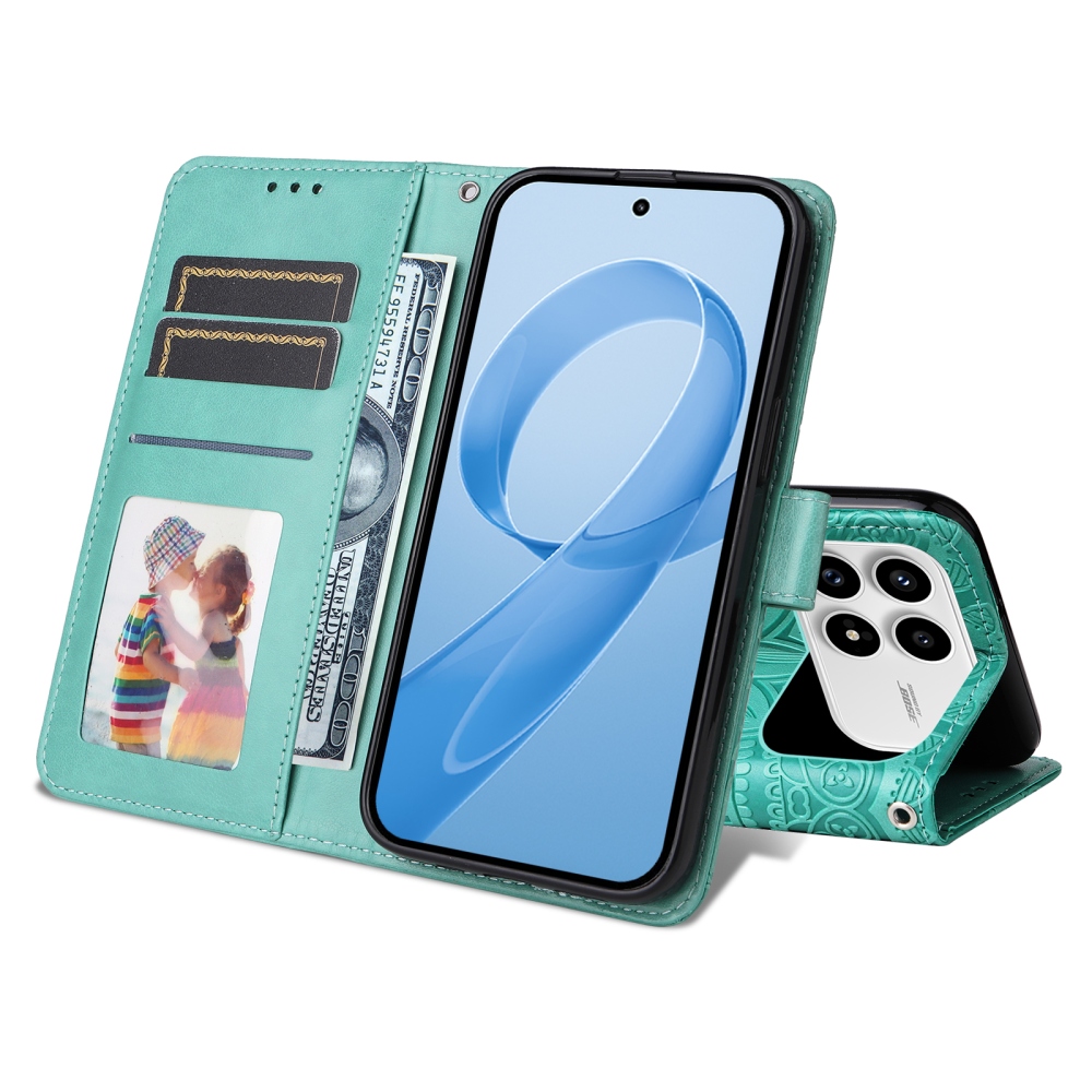 Napraforgó könyv tok a Xiaomi Poco F8 Pro 5G-hez - teáskék színű