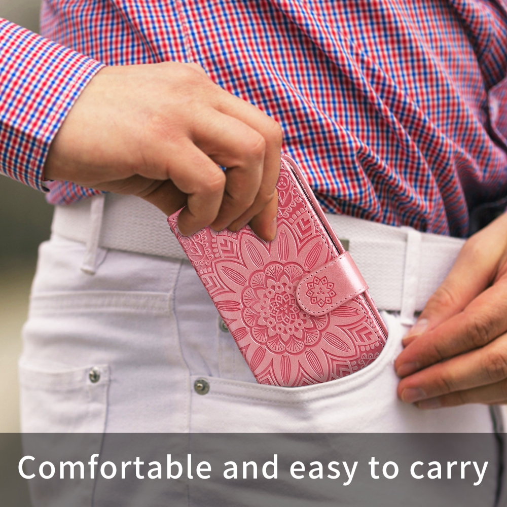 Napraforgó könyv tok a Xiaomi Poco F8 Pro 5G-hez - rózsaszínű