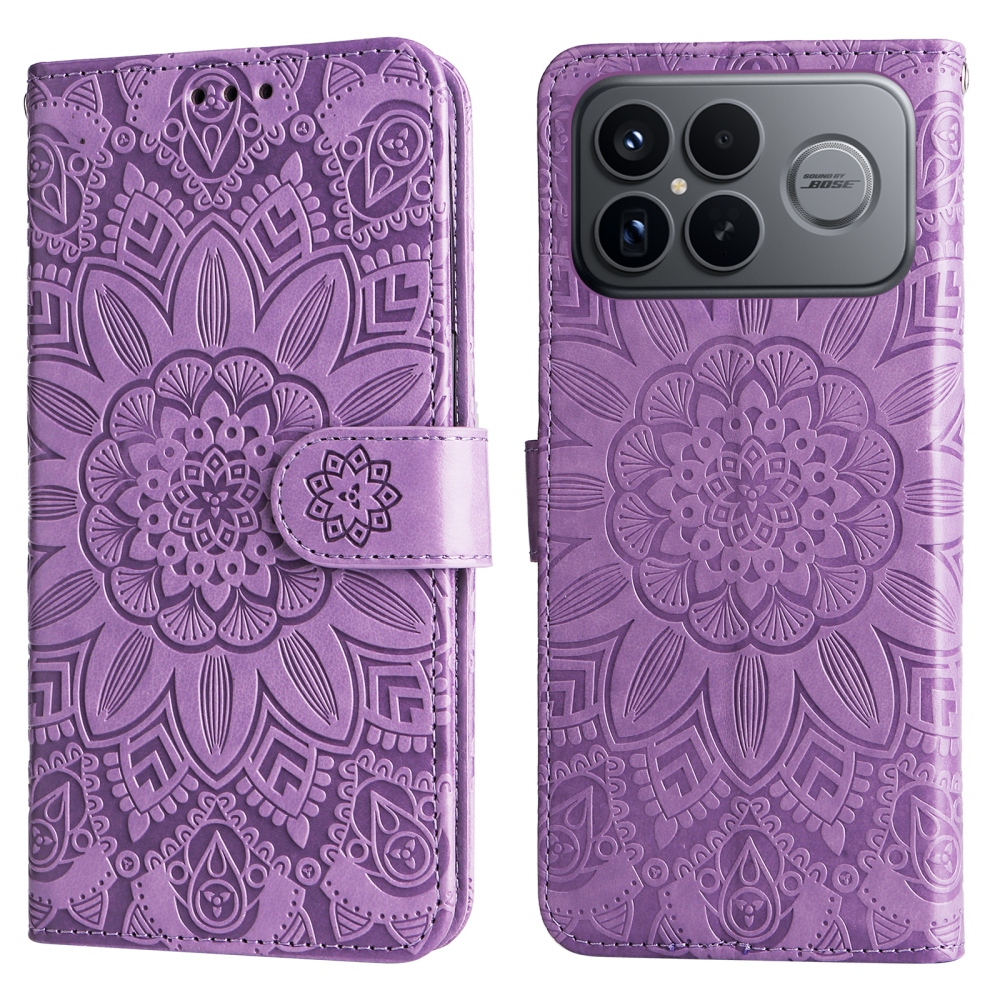 Napraforgó könyv tok a Xiaomi Poco F8 Ultra 5G-hez - lila